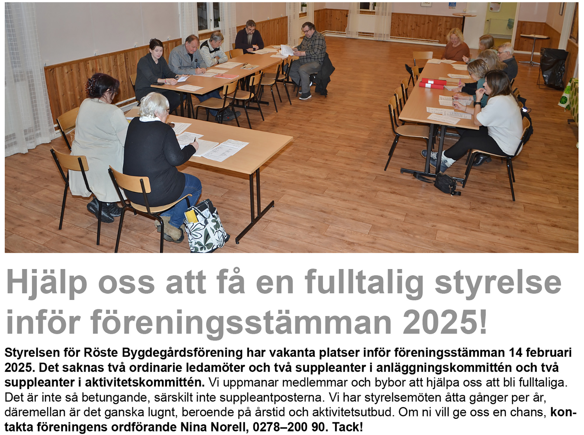 Röste.nu – Bygdens Nytt nr 1 2025 – Det händer i Röste – Hjälp oss att få en fultalig styrelse inför föreningsstämman