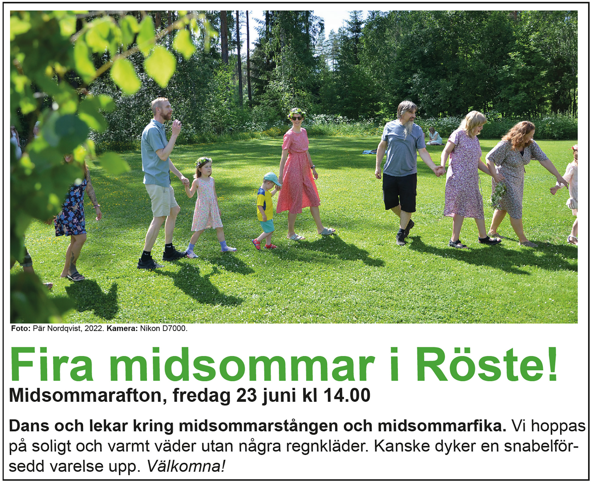 Röste.nu – Bygdens Nytt nr 2 2023 – Det händer i Röste – Midsommarfirande vid Dönjegården