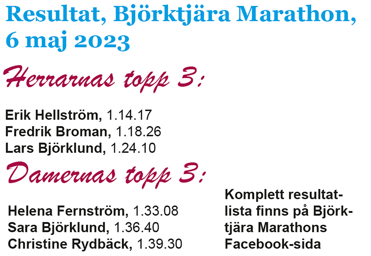 Röste.nu – Bygdens Nytt nr 2 2023 – Nyheter – Björktjära Marathon avgjordes i Röste
