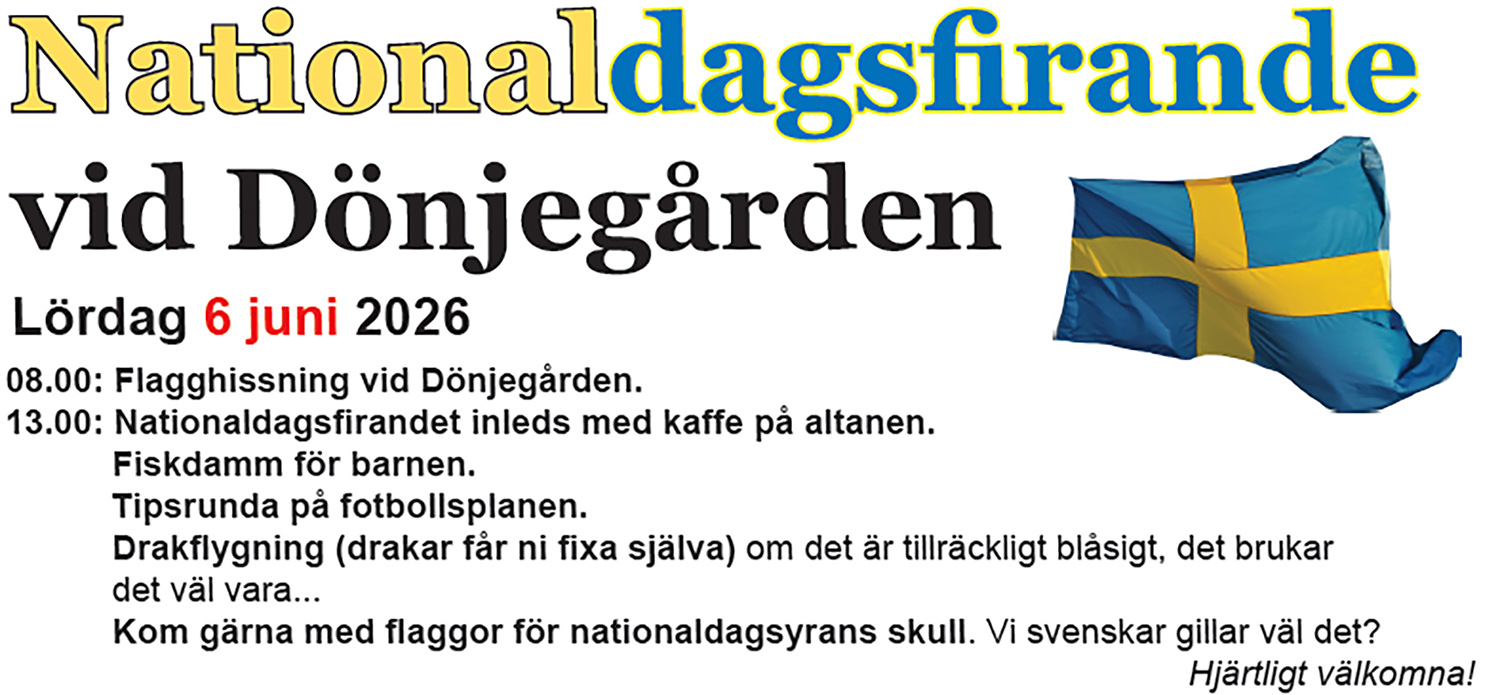 Röste.nu – Bygdens Nytt nr 2 2026 – Det händer i Röste – Annons för nationaldagsfirandet vid Dönjegården